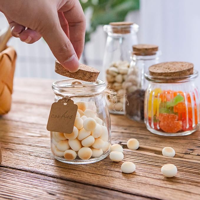 Brajttt Mini Yogurt Jars 30 Pack, 7 oz Glass Favor Jars with Cork Lids, Pudding Containers with Lids, Mason Jar Wedding Favors Honey Pot with Label Tags and String - Image 7