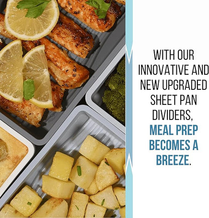 Sandunes Silicone Sheet Pan Dividers for Cooking & Meal Prep - Nonstick Bakeware Sets - 4 Silicone Baking Sheet Dividers for Oven, Air-fryer, Microwave & Dishwasher-Safe