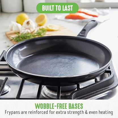 GreenLife 16 Piece Nonstick Cookware Set, Soft Grip Non-Toxic PFAS-Free Ceramic Pots & Pans, Dishwasher & Oven Safe, Frying, Sauce, Saute, Utensils, Glass Lids, Stay-Cool Handles, Wobble Free, Black - Image 11