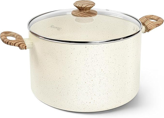 MICHELANGELO 10 Quart Stock Pot with Lid, Large Pot for Cooking, Nonstick Cooking Pot with Healthy Coating, Big Soup Pots Induction Compatible, White by Michelangelo