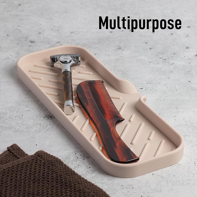 Zulay Kitchen Large Silicone Sponge Holder (12x4) – Flexible Sink Organizer Tray for Kitchen & Bathroom – Multipurpose Soap Dish for Sponges, Makeup, Trinkets & More (Ivory) - Image 5