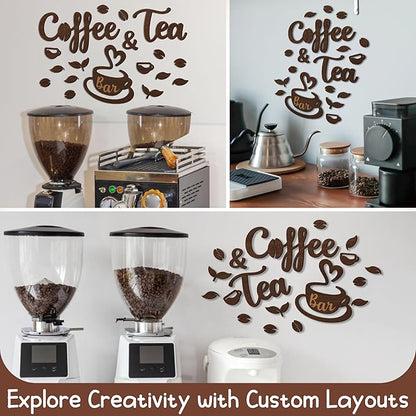 Woodamore Coffee And Tea Bar Sign - Coffee And Tea Signs For Cafe Station Decor, Farmhouse Cafe Sign For Bar Decorations, Wooden Letter Signs For Kitchen - Image 3