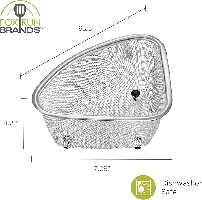 Fox Run Large Stainless Steel Triangular Colander, 3 Quart Pasta Strainer, 7” x 9.25” x 4” - Image 6