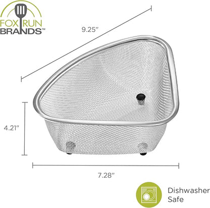 Fox Run Large Stainless Steel Triangular Colander, 3 Quart Pasta Strainer, 7” x 9.25” x 4” - Image 6