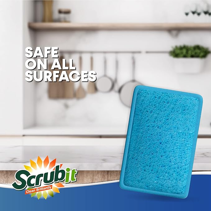 SCRUBIT - [12 Pack] Scrub and Wipe Cleaning Pads – Dual Sided Scouring Pad and Dish Sponge -Reusable Kitchen Sponge for Pots, Pans Utensils & Non-Stick Cookware - Assorted Color Dishwashing sponges - Image 3