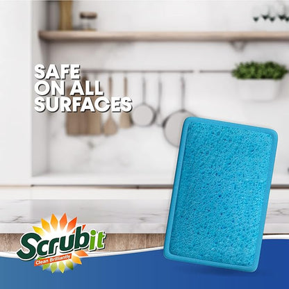SCRUBIT - [12 Pack] Scrub and Wipe Cleaning Pads – Dual Sided Scouring Pad and Dish Sponge -Reusable Kitchen Sponge for Pots, Pans Utensils & Non-Stick Cookware - Assorted Color Dishwashing sponges - Image 3