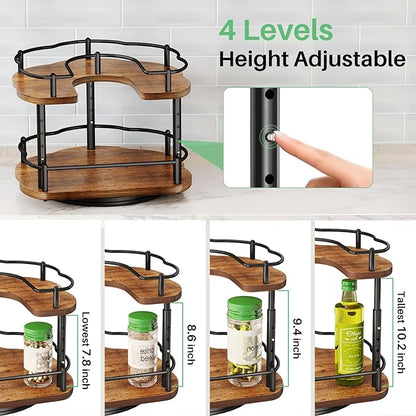 Spice Rack Organization for Cabinet - Height Adjustable Rotating Lazy Susan Organizer, Spice Organizer Fits Cabinets Wide＞ 11 inches, Clearance Height ＞10.5 inches - Image 5