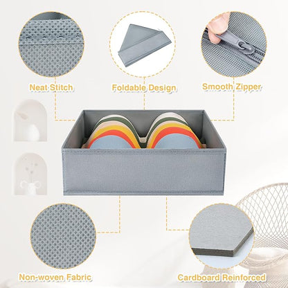 DIMJ Drawer Organizer Clothes, 15 Pack Underwear Organizer, Foldable Closet Bins, Sock Organizer Bra Cube, Fabric Dresser Box for Clothes, Bra, Socks, Tie (Grey) - Image 3
