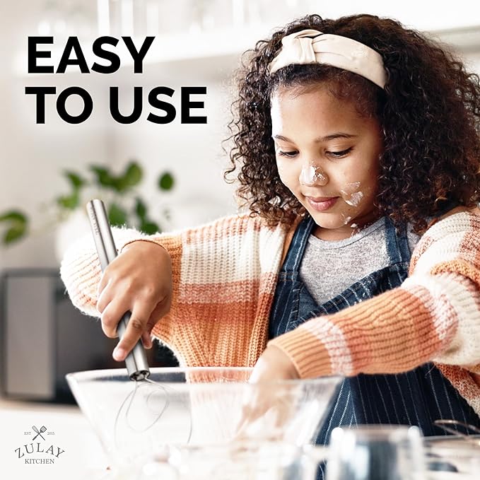 Zulay Kitchen 13-Inch Danish Dough Whisk - Stainless Steel Danish Whisk for Cooking with Dough Hook - Traditional Dutch Whisk - Bread Whisk for Sourdough, Pizza, Pastry, Cake Batter - Stainless Steel - Image 3