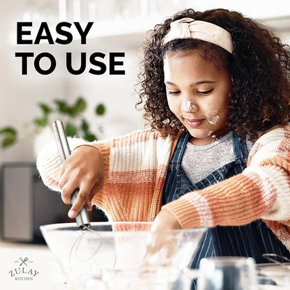 Zulay Kitchen 13-Inch Danish Dough Whisk - Stainless Steel Danish Whisk for Cooking with Dough Hook - Traditional Dutch Whisk - Bread Whisk for Sourdough, Pizza, Pastry, Cake Batter - Stainless Steel - Image 3