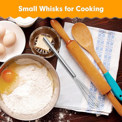 2 PCS Mini Whisk, Small Whisks for Cooking, Stainless Steel Mini Whisk Set - Essential Tiny Wire Whisk for Whisking, Beating, Blending Eggs & Sauces - Image 3
