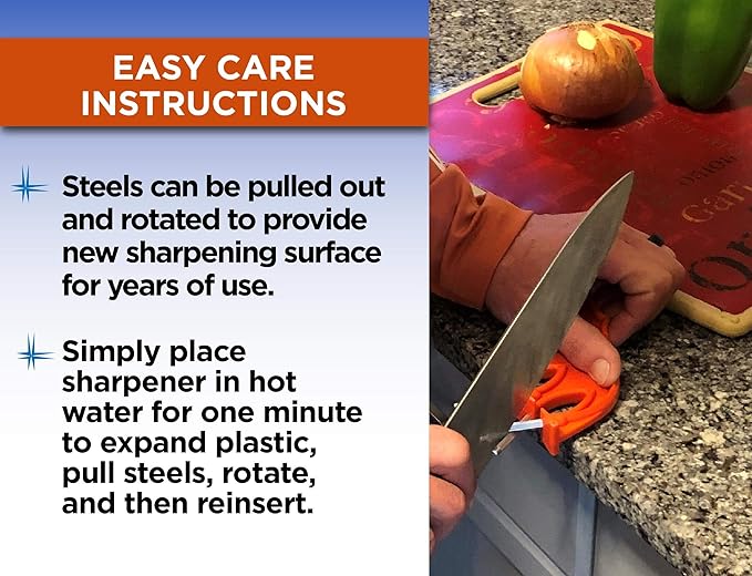 The Edgemaker Knife Sharpener Pro 331- Perfect for Sharpening & Honing any Blade, Durable, Safe & Easy to Use- Orange
