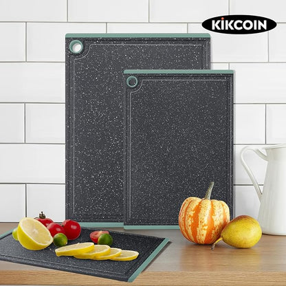 Plastic Cutting Boards for Kitchen, 3-Piece Large Cutting Board Set Dishwasher Safe Chopping Boards with Non-slip Feet and Juice Grooves, Turquoise, Kikcoin - Image 7