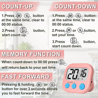 ZILLEEN Classroom Timer for Kids Teachers 2 Pack Digital Timers, White & Pink - Image 8