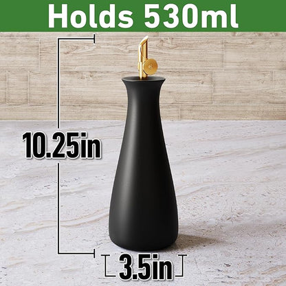 HB Design Co. Ceramic Olive Oil Dispenser with Self-Closing Gold Spout - 530 ML Capacity Matte White Ceramic Oil Dispenser for Kitchen - Leak Proof EVOO Dispensing Bottle - Image 6