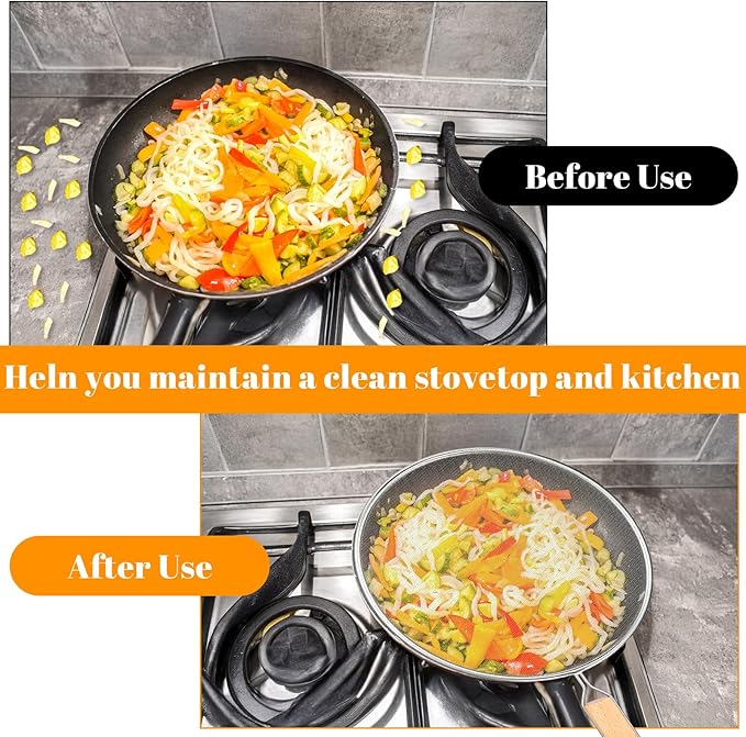 8.3Inch Grease Splatter Screen, Stainless Steel Grease Splatters Guard with Wood Handle Hot Oil Splash Protector Splatter Screen for Frying Pan Kitchen Cooking Gadgets Supplies - Image 5