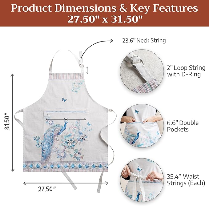 Maison d' Hermine 100% Cotton Apron for women with Pocket Kitchen Chef Apron for Men Cooking Mothers Day Gifts - Image 5