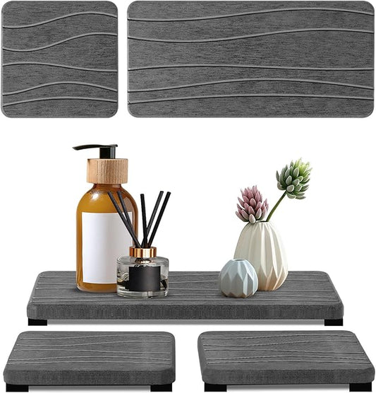 3PCS Water Absorbing Stone Tray, Fast Drying Stone Sink Tray, Stones Soap Trays, Water Absorbent Diatomite Trays, Diatomite Coasters for Kitchen Sink Bathroom Counter, Hand Soap Dish & Holders by Unknown
