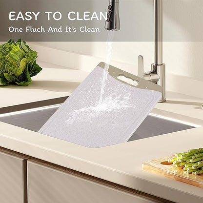 Cutting Board for Kitchen, Wheat Straw Fiber Cutting Board, Dish Washer Safe, w/Juice Grooves for Meat, Veggies,Easy Grip Handle, Non-slip Surface,Eco-friendly,Serveware Accessories(14‘x9.7‘)