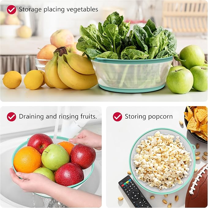WVM Microwave Splatter Cover Vented for Food with Hook Hole, Splatter Guard & Colander Kitchen Gadget for Food, Meal Prep - Image 5