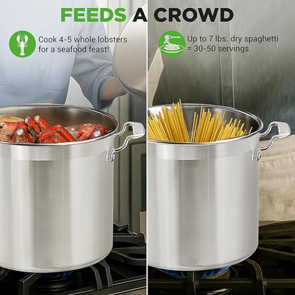 NutriChef Stainless Steel Cookware Stock Pot - 24 Quart, Heavy Duty Induction Soup Pot With Lid, Induction, Ceramic, Glass and Halogen Cooktops Compatible - NCSPT24Q - Image 4