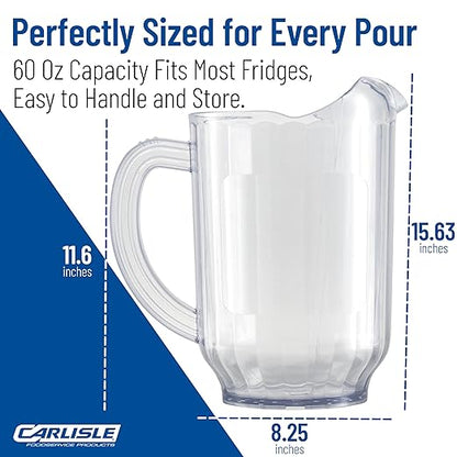 Carlisle FoodService Products Versapour Clear Pitcher Tall Pitcher for Restaurants, Catering, Kitchens, Plastic, 60 Ounces, Clear - Image 4