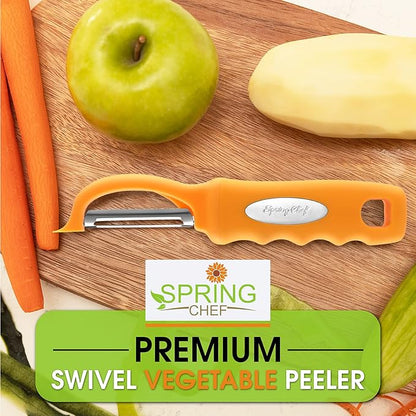 Spring Chef Premium Stainless Steel Swivel Potato Peelers for Kitchen, Metal Vegetable Peelers with Comfortable Handle for Apple, Cucumber, Veggie, Fruit, Carrot, Dishwasher Safe - Set of 2 - Mango - Image 7