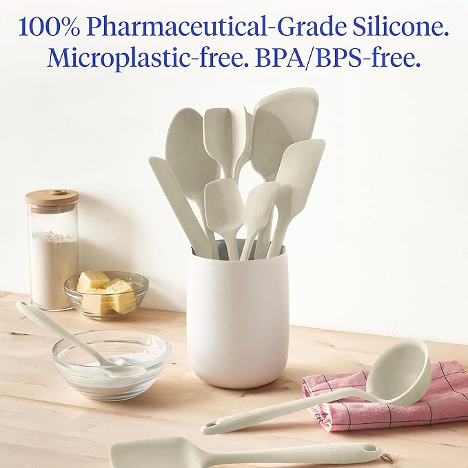 GIR: Get It Right 10-Piece Silicone Essentials Kitchen utensils set - Ladle, Spatula, Flip, Spoon & Spoonula - Non toxic cooking utensils for Nonstick Cookware, Cooking and Baking - Cream - Image 2