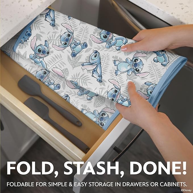 Disney Dish Drying Mats for Kitchen Counter (2 Pack) – 16" x 18" Absorbent Kitchen Drying Mats for Dishes – Fast-Drying, Machine Washable Dish Mats – Mickey & Minnie, Winnie the Pooh, & Stitch - Image 4