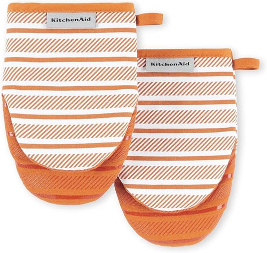 KitchenAid Albany Mini Oven Mitt 2-Pack Set, Honey, 5.5"x8" by KitchenAid
