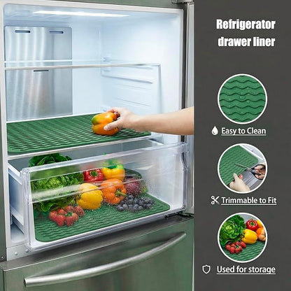 MicoYang Silicone Dish Drying Mat for Multiple Usage,Easy clean,Eco-friendly,Heat-resistant Silicone Mat for Kitchen Counter or Sink,Refrigerator or drawer liner Green L 16 inches x 12 inches - Image 5