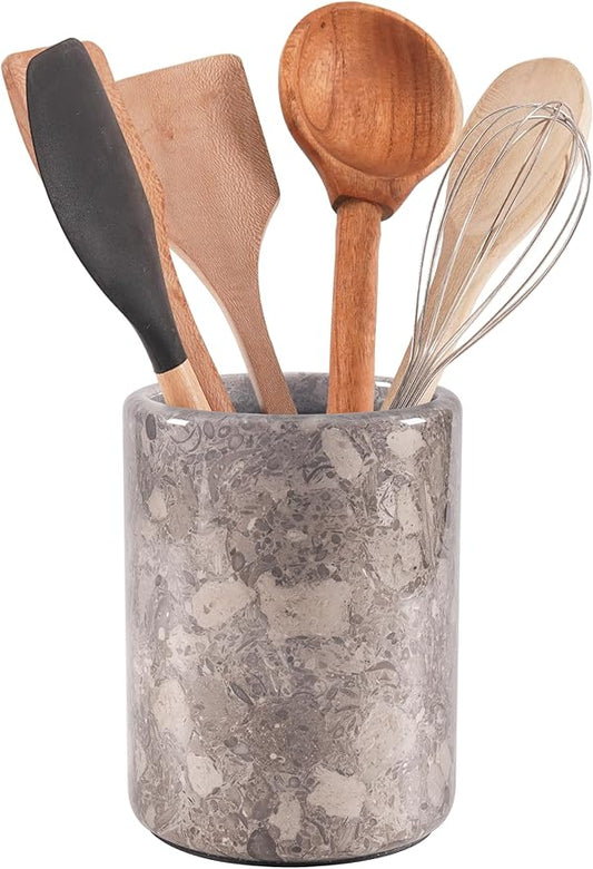 Radicaln Marble Utensil Holder 6.5" Inches Oceanic Handmade Spatula Set for Kitchen Counter, Marble Cooking Utensils Jar & Kitchen Essentials Organizer, Ideal Utensil Caddy, Spoon Holder
