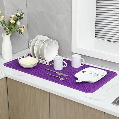 MicoYang Silicone Dish Drying Mat for Multiple Usage,Easy clean,Eco-friendly,Heat-resistant Silicone Mat for Kitchen Counter or Sink,Refrigerator or Drawer Liner Purple 5XL 36inches x 18inches - Image 6