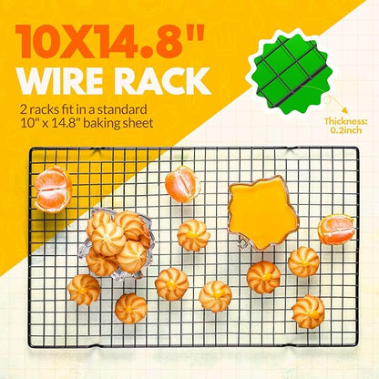 2 PCS Cooling Racks for Cooking and Baking, 14.8x10 Inches Stainless Steel Cooling Rack, Sheet Pan with Wire Rack for Baking Sheet, Bacon Rack Oven Safe Fits Jelly Roll Sheet Pan - Image 2