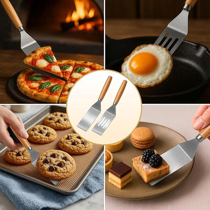 2Pcs Stainless Steel Spatula Set,Mini Serving Spatula for Kitchen Use,Metal Spatula for Cooking with Heat Resistant Handle,Metal Spatulas for kitchen use for Pancakes、Lasagna、Brownies、Cake and Cookie - Image 4