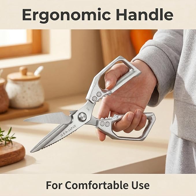 2 heavy-duty food scissors, multifunctional meat scissors, premium ultra sharp Japanese stainless steel poultry kitchen scissors, dishwasher safety, gifts