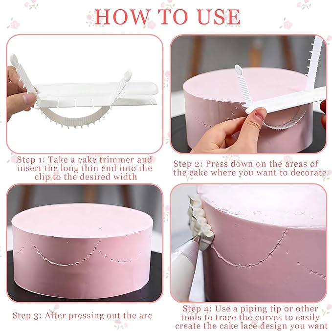 4PCS Cake Arch Guide Tool,Adjustable Fondant Cake Arc Ruler,Practical Baking Writing Swag Guide Gadgets Accessories,Decorative Marking Divider Aid,Pastry Decorating Supplies for Home Kitchen Bakeries - Image 2