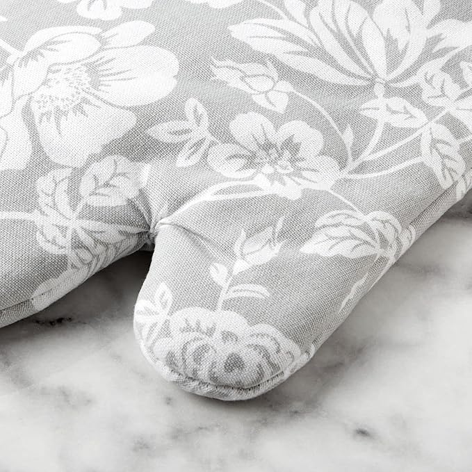 Martha Stewart Floral Vine Oven Mitt 2-Pack Set, Grey, 7"x13" - Image 3