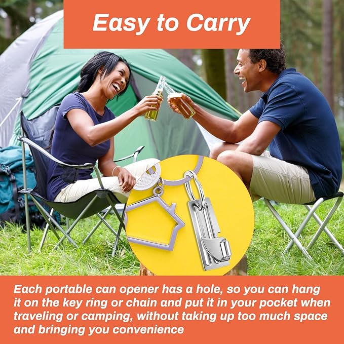 12 Pieces Military Style Can Openers with Key Rings, Anglecai Military Camping Can Openers Stainless Steel Army Survival Cans Opener Portable Cans Opener for Traveling (Style 5 (P51))