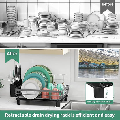 MOUKABAL Dish Drying Rack, Dish Rack, Stainless Steel Dish Racks for Kitchen Counter, Dish Drainer with Removable Utensil Holder, Drainboard (Grey,13''W x 17''L) - Image 7
