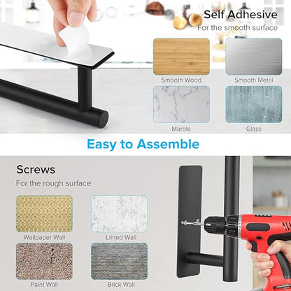 UREZORGEAR 2nd Gen Paper Towel Holder Under Cabinet No Drilling, [More Sturdy] Self Adhesive or Drilling Paper Towel Holder Wall Mount for Kitchen,RV [Fit Mega Paper Towel Roll] SUS304 Stainless Steel - Image 2