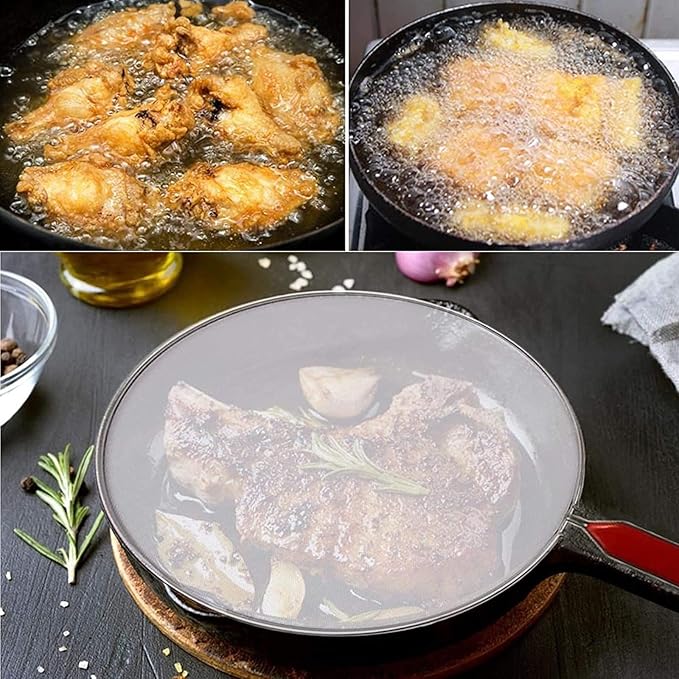8 Inch Grease Splatter Screen Guard Stainless Steel Splash Screen Protector Guards with Handle Splash-Proof Frying Pan Mesh Pot Lid Cover for Kitchen Cooking Gadgets - Image 9