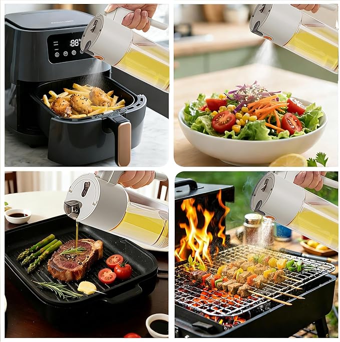 20.3oz/600ml Glass Material 2 in 1 Olive Oil Sprayer for Cooking, Switch Between Mist & Precision Pour, Food-Grade Oil Mister for Kitchen, Air Fryer, BBQ, Salad, Baking - Image 5