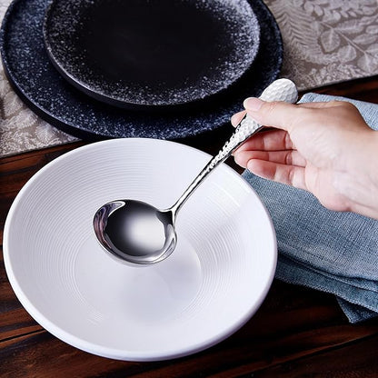 KEAWELL Premium 7.3" Hammered Gravy Ladle – 18/10 Stainless Steel – Exquisite Blend of Elegance and Functionality – Dishwasher Safe - Image 4