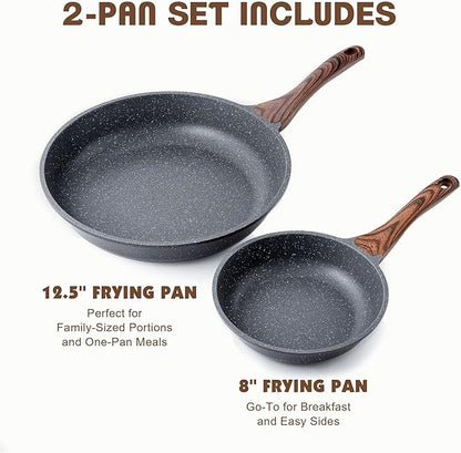 SENSARTE Nonstick Frying Pan Skillets, Swiss Granite Coating Omelette Pans, Healthy Cookware Chef's Pan, Free of Intentionally Added PFOA (8+12.5 Inch) - Image 3