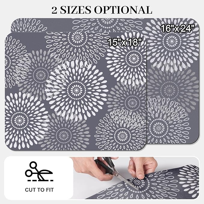 LuxStep Dish Drying Mat Super Absorbent Kitchen Counter Mat Rubber Backing Draining Mat Easy to Clean Kitchen Accessories Dish Rack Pad for Dishes, Utensils, Countertops, Sinks 15" x 18" Grey - Image 2