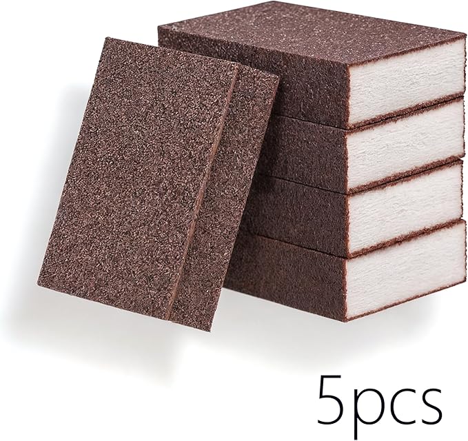 5 Powerful Pot Scrubber Cleaning Sponges, Heavy Duty Kitchen Eraser Scouring Pads, Dishwashing Oven Stove Cleaning Sponges, BBQ Grill Scrubbing Dish Cloths - Image 2