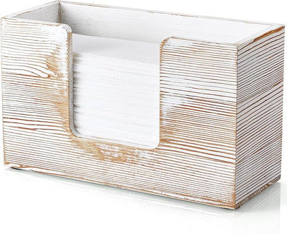 Paper Towel Dispenser Countertop, White Washed Wood Bathroom Paper Towel Holder, Napkin Holder for Kitchen, Countertop Multifold C-Fold, Z-Fold, Trifold Paper Hand Towel Dispenser for Toilet by Bivvclaz