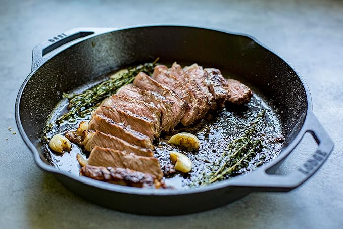 Lodge Seasoned Cast Iron Dual Handle Pan - Cast Iron Frying Pan - Even Heat Distribution - Oven & Stovetop Safe - PFAS-Free, Non-Toxic Cookware - 12 Inch - Image 3