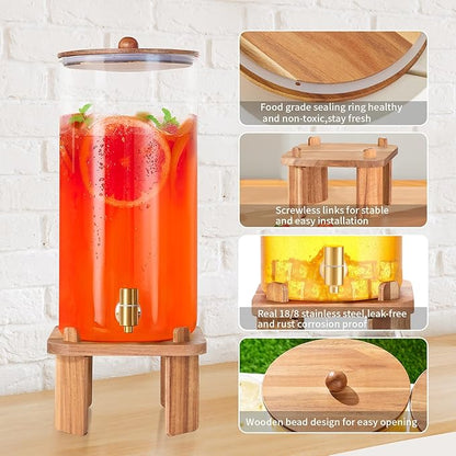 3 Gallon Extra Large Drink Dispenser for Parties,Glass Beverage Dispenser with Stand,Water Drink Dispenser with Airtight Valve,Lemonade Dispenser for Fridge,Water, Juice,Cocktails,Ice Tea & Sun Tea - Image 3